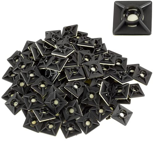 Gocableties Kabelbindergestelle, klebende Befestigungshalterungen, 19 mm x 19 mm, Schwarz, 100 Stück