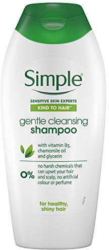 Simple Kind to Hair Gentle Cleansing Shampoo with vitamin B5, chamomile oil, and glycerin hair care for healthy, shiny hair 6x 400 ml