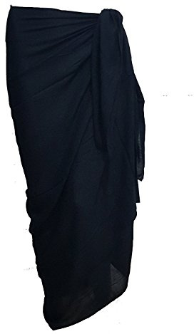 Zar Fashions 100% Cotton Extra Large Plus Size 195 x 105cm Sarong Beach Pareo Dress Wrap Swimwear Cover (Black)