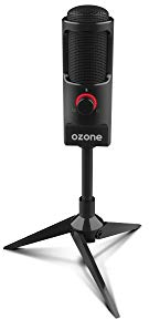 OZONE Microfono Gaming REC X50 -OZRECX50- Microfono streaming, elettrodo a condensatore, suono omni-bidirezionale, illuminazione a LED, supporto stabile, USB, nero