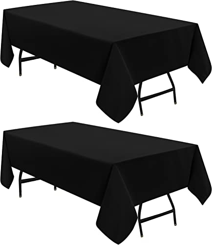 Utopia Kitchen Polyester Tischdecke 152 x 213 cm (2er-Pack, Schwarz) Maschinenwaschbare Tischdecke Ideal für Partys, Veranstaltungen, Hochzeiten und Restaurants (60 x 84 Zoll)