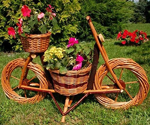 XL Premium Fahrrad 75cm Korbgeflecht Rattan Körbe Pflanzkorb Pflanzkasten Garten Deko