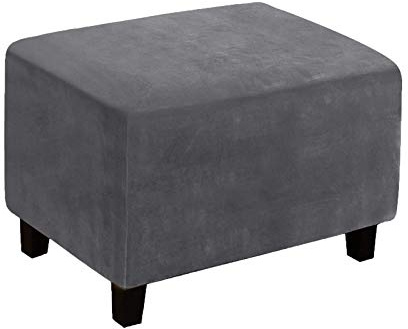 ele ELEOPTION Stretch Ottoman Cover, Foot Stool Cover, Spandex Ottoman Stretch Slipcover, Removable Washable Ottomans Stool Protector Cover (X Large, Gray)