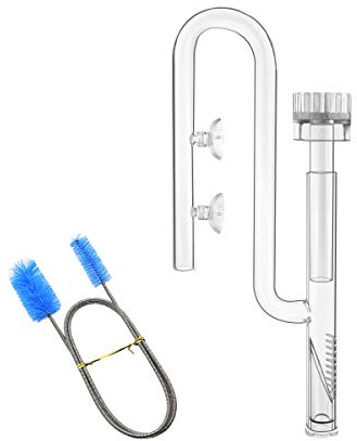 IAFVKAI 17mm Glass Aquatic Inflow Lily Pipe with Surface Skimmer for Aquarium Filter 5/8 i.d. (16/22mm) Tubing and Stainless Steel 90cm Flexible Cleaning Brush for Aquarium Planted Tank