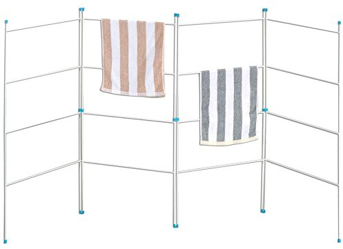 Sarrah Little Store Multi Section Indoor Outdoor Folding Clothes Airer 2 3 4 Fold Foldable Section Horse Gate Laundry Dryer Rail Drying Rack Hanger White (4 Foldable Airer)