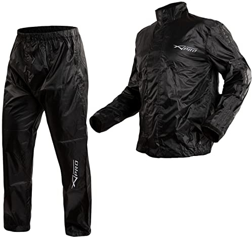 A-Pro Giacca Impermeabile Pantaloni Antipioggia Moto Scooter Alta Visibilità NERO L
