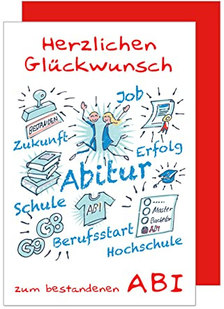 Edition Seidel Premium Glückwunschkarte zum Abitur mit Umschlag. Abiturkarte Abi Grusskarte Prüfung Junge Mädchen (PR112 SW022)