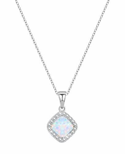 KristLand Sterling Silber Herz Halsketten für Frauen 925 Silber Opal Halskette für Frauen Zarter Herz Opal Anhänger mit funkelnden Zirkonia Geschenken für Damen Mädchen