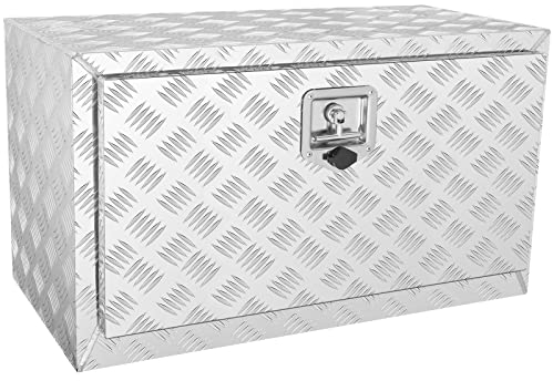 VEVOR Boîte à Outils pour Camion 76×40,5×35,5 cm Coffre Sous-châssis Fixation Inférieure Caisse de Stockage en Alliage d'Aluminium Solide avec Serrure et Clés pour Remorque Pick-up Véhicules Transport