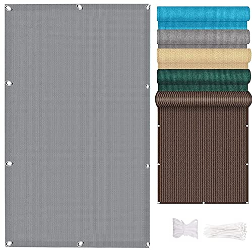 AMZYU Balkon Sichtschutz Ohne Bohren 85 x 350 cm Balkonverkleidung Leicht Transparent Polyester mit Kabelbindern für Balkongeländer Garten, Grau