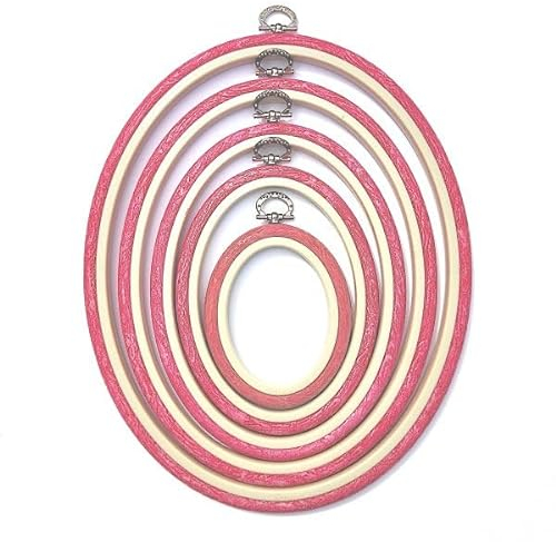 Stickrahmen Set Kreuzstich Reifen Nadelarbeit Reifen Nurge Hoop für Stickerei (Oval, Rosa)
