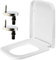 Rectangular Square Soft Close Toilet Seat Seat Quick Release Loo Seat Easy Cleaning, Easy Installation with Adjustable Hinges White (42cm L x 36cm W), Plastic