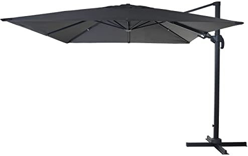 Décoshop26 Parasol Professionnel Restaurant pour Jardin terrasse, 3x3m (Ø4,24m) pivotant, Polyester Aluminium/Acier 23kg Anthracite sans Pied, Rotatif 04_0003440