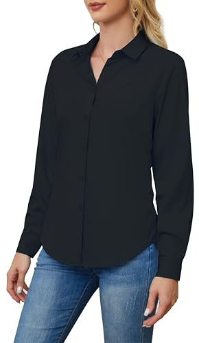 TOLOVIC Wrinkle Free Womens Button Down Shirts for Women Long Sleeve Stretch Business Office Formal Work Blouses Tops