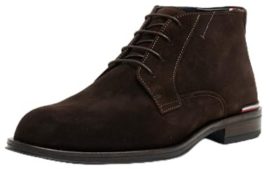 Tommy Hilfiger Botas de caña baja Hombre Suede con cordones, Marrón (Dark Coffee), 46