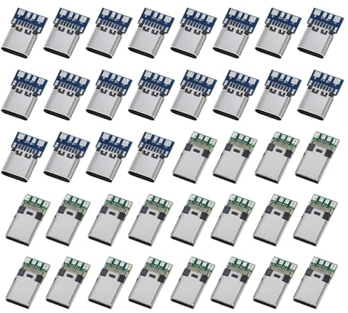 HUAZIZ 40 Pièces USB 3.1 Type C Connecteur 24 Broches Mâle et Femelle Prise Adaptateur