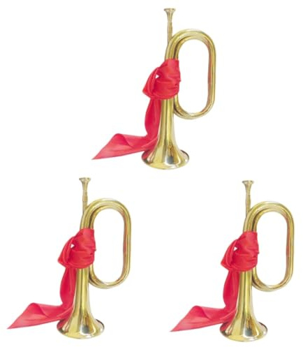 Toyvian 3stücke Metall Bugle Trompete Anfänger Musikinstrument Mit Rotem Schal Elegantes Horn Für Schulband Und Orchester Einfach Zu Spielen Für Musikliebhaber Und Einsteiger