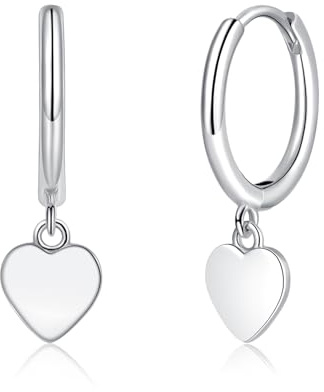 Deyanse Creolen Ohrringe Hängend für Damen, 925 Sterling Silber Kleine Runde Creolen Ohrhänger, Hypoallergen Herz kreuz Stern Anhänger Hängeohrringe, Dangle Baumeln Creolen Ohrringe mit Geschenkbox