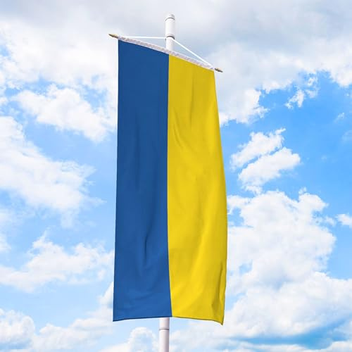 Ukraine Flagge 80 x 200 cm - für Fahnenmast, Ukrainefahne aus reißfestem Fahnen-Polyester-Stoff, Bannerfahne wetterfest und UV-beständig