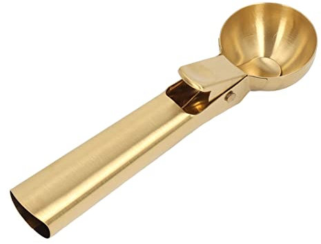 Aramox Ice Cream Scoop Non Stick, Ice Cream Scoop Dishwasher Safe Stick Proof Ice Cream Ball Spoon with Trigger for Fruit Pepper (Gold)