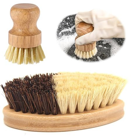 Mlysnd Cepillo Platos Cepillo Fregar Platos 2 Piezas Cepillo de Madera para Verduras Cepillo para Frutas Cepillo para Lavavajillas Cepillo de Madera de Sisal para Cocina Accesorio de Limpieza