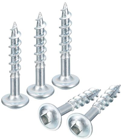 sourcing map #8x1 Pocket Hole Screws, 250pcs Square Drive Self Tapping Wood Screws with Zinc Plated for Woodworking