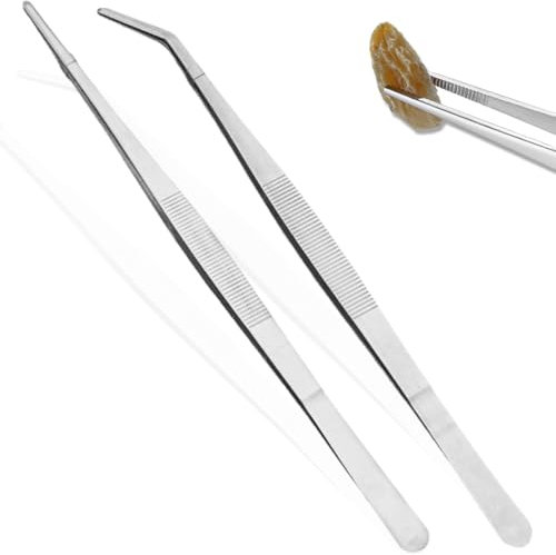 KOLZEMV 2 Pezzi Pinze da Cucina 30 cm, pinze da cucina,pinza cucina,Pinze Chef, Pinza Chef Professionali, Acciaio, Design Seghettato per Una Presa Salda, Adatte per Chef, Bistecche, Barbecue, Cucinare