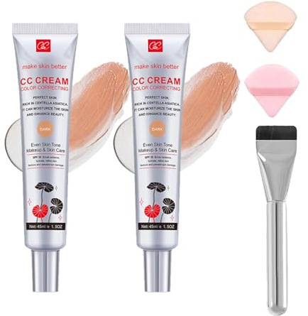 Crème CC Caiucoco Coréenne Changeante de Couleur - Correctrice Avec SPF 25 Couleur Foncée - 2 Pièces