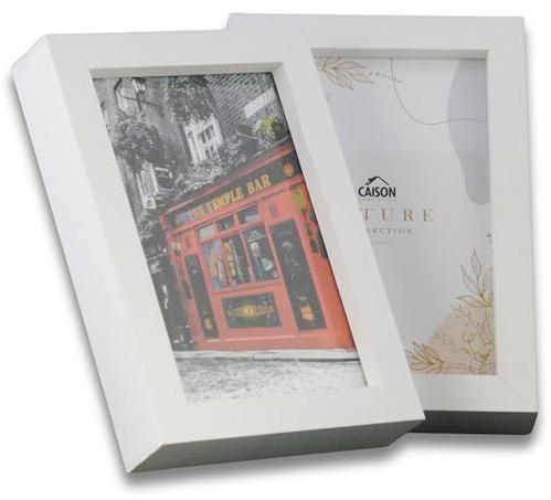 Marcos de Fotos Volga Para Fotos De 13x18 De Madera y Cristal Con Pie y Enganche de Pared. Marco de Fotos Para Decorar Muebles, Oficinas o Pared. Pack de 2 Portafotos Diseño Moderno (Blanco, 13x18)