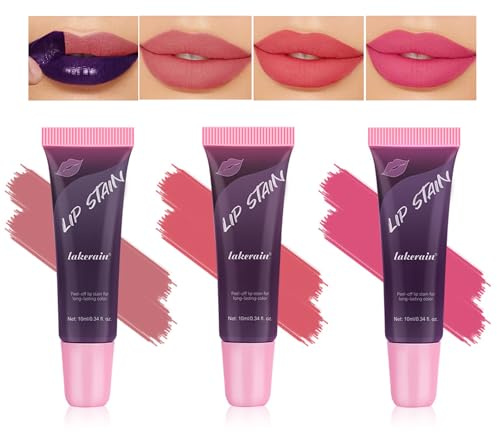 3 pezzi Peel Off Lip Stain Lip Tint Set Durevole Peel Off Opaco Lipgloss Rossetto Nude Lip Gloss Impermeabile Lip Tint Spot Antiaderente Cup Peel Off Rossetto per Donna