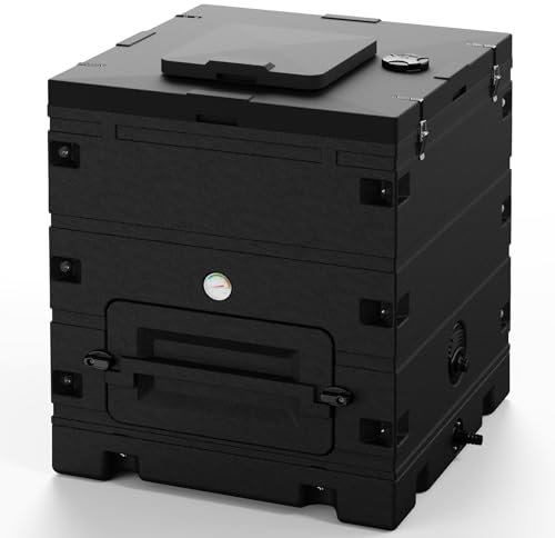 SQUEEZE master Compostiera termica 261L, design a doppio strato, ingressi regolabili e sistema di raccolta liquidi, compostiera calda, ideale per clima freddo e compostaggio invernale per casa e