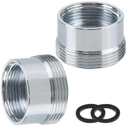 2 PCS Solid Tap Faucet Adapter Kit 18mm to 22mm Brass Tap Aerator Connector Metal Faucet Aerator Adapter Taps Diverter Valve for Bathroom Kitchen Purifier