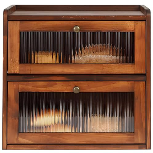Portapane in Legno,Contenitore per Pane a Doppio Strato per Conservazione di Alimenti di Grande Capacità da Cucina e Panetteria,Cassetta per il Pane Salva Aroma in Legno,36.5*24*34cm (Marrone)