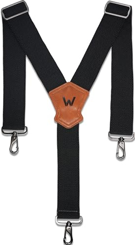 WELKINLAND Y-Back Elastic Suspenders, Heavy-Duty Mens Suspenders For Jeans, 2-Wide Work Suspender W/Rugged Hooks, Suspender For Men Heavy Duty Hooks Belt Loop