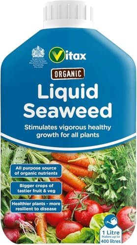 Vitax Organic Liquid Seaweed Fertilizer – All-Natural Concentrated Plant Nutrient for Flowers, Vegetables, Shrubs & Trees – Boosts Growth, Resilience & Yields (1 Litre)