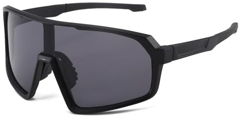 Long Keeper Cycling Sunglasses Windproof Mountain Bike Sports Glasses for Men Women Driving Baseball Running Fishing Hiking Sunglasses UV400 (Black Grey)