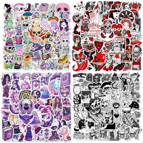 200PCS Aesthetic Gothic Stickers, Cool Vinyl Waterproof Dark Romance Thriller Horror Skull Stickers for Laptop Phone Water Bottle