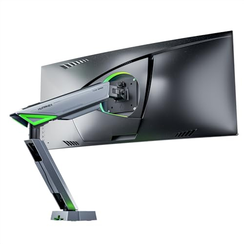 Humanex Heavy Duty Single Monitor Arm for 17-45 Screens up to 16kg, Gaming Monitor Mount with LED Lights, RGB Monitor Arm with Height Adjustment, VESA Plate 75/100, Tilt Swivel Rotate