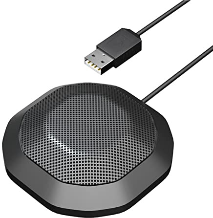 Walfront Mic 360 ° di Gioco Microfono Desktop Onnidirezionale per Laptop per PC con Jack 3,5 Mm 3 Metri di Raccolta Mini Microfono Portatile a Distanza per la Conferenza Commerciale (presa usb)