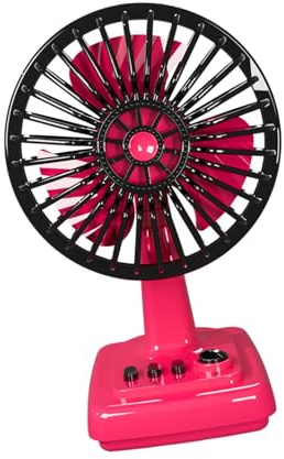JISADER Mini Ventilador de Mesa de Escritorio con refrigeración por, diseño Retro, Recargable, Potente, Personal, portátil para el hogar, Rojo