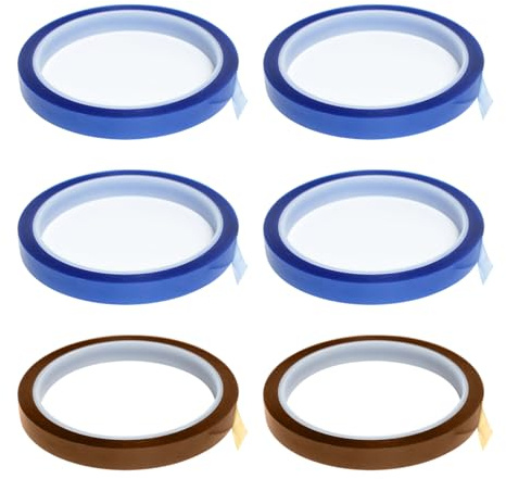 IDNVFY 6 Ruoli del Nastro Riscaldante, Carta di Sublimazione, Nastro Adesivo Resistente al Calore, Nastro Isolante Termico, Nastro Resistente alla Temperatura Ad Alta Temperatura (Blu, Marrone).