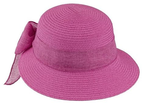 fiebig Damen Sonnenhut Sommerhut | Eleganter Papierhut mit breiter Krempe und Schleife