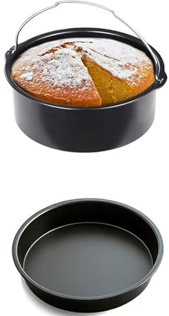 Fyearfly Air Fryer Accessories Set, 7 Inch Basket & Pizza Tray, Easy Clean, 3-Piece