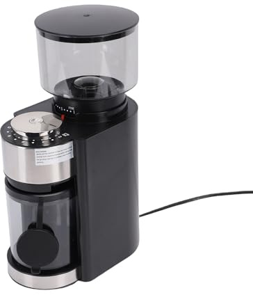 Fabater Moulin à café électrique à meules coniques réglables en acier inoxydable avec bac à grains de 250 g et brosse de nettoyage, pour la maison, le bureau et la cuisine (EU)