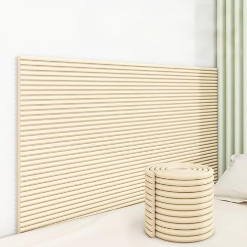 Wandschutz Polster Selbstklebend Kinderzimmer Wandpolster Wandkissen Kopfteil für Bett, StoßSchutz Wand Selbstklebend Kinderzimmer Babybett Kinderbett, StoßSchutz Kanten Schaumstoff (2, Beige)