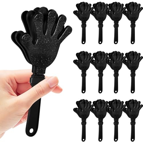12 Pcs Black Glittered Hand Clappers，7 Hand Clappers Noisemakers for 2026 New Year's Eve Party Supplies