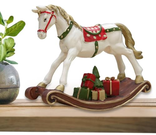 navideños de Caballo balancín | Figura de Caballo balancín de Resina | Decoración de Navidad con Caballo colgado, decoración de árbol Colgante, decoración de Mesa