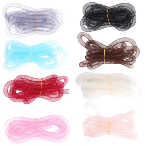 Alipis Cordino Tubolare per Creazione Gioielli Fai da Te di Rete in Nailon 8mm Accessori per Fiocchi Rete Rigida, 2 Strisce da 2 Metri Ciascuna Colore Casuale per Lavori Artigianali