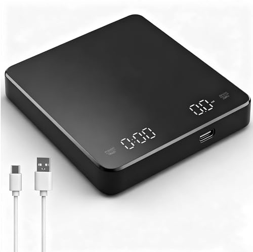 Digital Coffee Scale with Timer, 0.1g High Precision Espresso Scale | USB-C Rechargeable Coffee Scales 3kg Capacity, Waterproof LED Display, French Press & Home Barista Brewing
