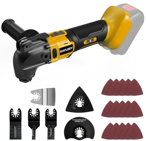 Cordless Oscillating Multi Tools Compatible with Dewalt 18V/20V Battery, 6 Speeds to 21000 OPM, 4°Angle, Quick-fit Blade with 21pcs Accessories for Cutting, Sanding, Scraping (Tools Only)